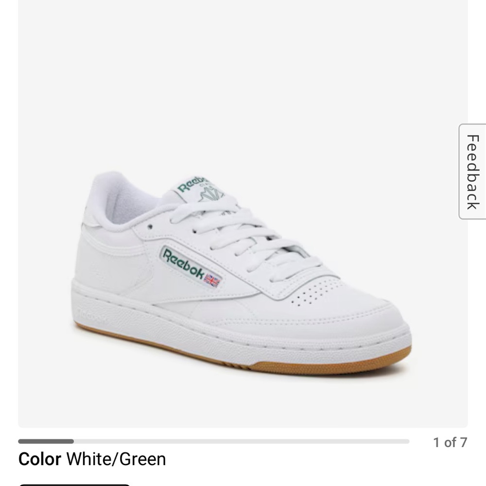 Reebok Club C White Green White Sneaker Tennis Shoes size 6.5 womens